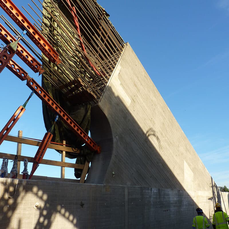 HRC Projekte - Minnevika Eisenbahnbrücke - Detail des Kämpfers für den Betonbogen